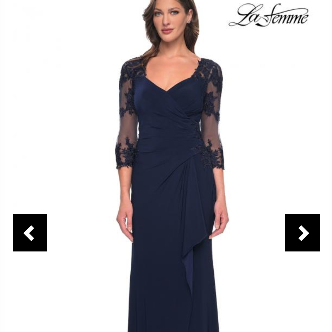 La Femme Blue Ruched Gown With Sweetheart Neckline